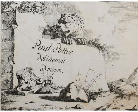 Bye, Marcus de: (1639 Den Haag um 1690). Titelbl. u. Bl. 2 aus der Folge der Leoparden, bei N.Visscher. - Die pissende Kuh u.
