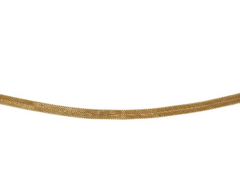 Milanaise 585 GG-Collier.: Flachpanzer, feingliedrig. Längenverstellbar 45 - 52 cm. Schöner Tragecomfort. Punziert 585. Gew. 
