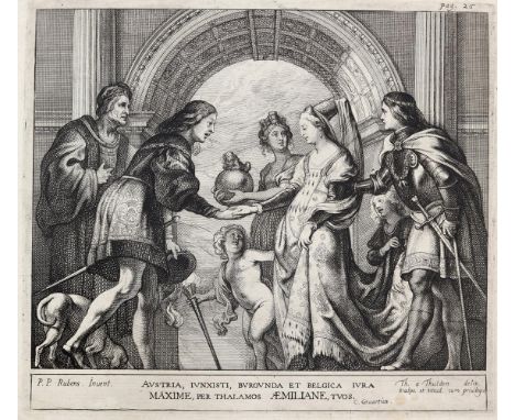 Thulden, Theodoor van: (1606 Hertogenbosch 1669). Heirat zwischen Maximilian von Österreich und Maria von Burgund. Radierung 