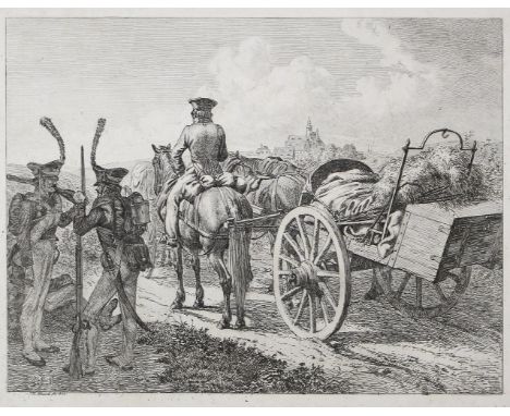 Erhard, Johann Christoph: (1795 Nürnberg - Rom 1822). Die russische Feldschmiede. Radierung auf Vélin, 1815, ca. 15,5 x 20 cm