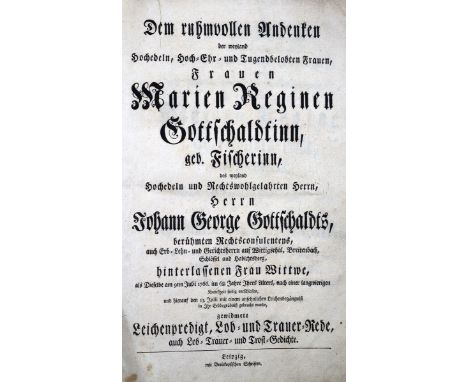 Gottschald.: Dem ruhmvollen Andenken der weyland... Frauen Marien Reginen Gottschaldtinn, geb. Fischerinn,... gewidmete Leich
