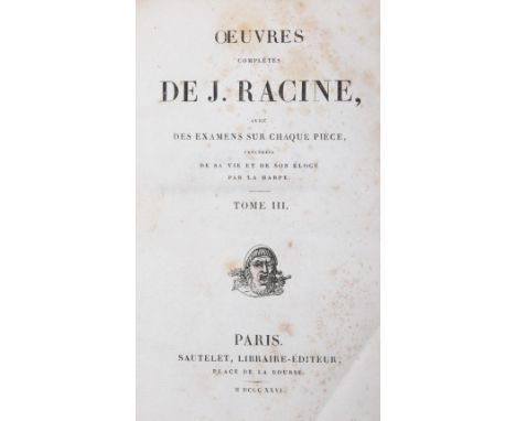Racine,J.: Oeuvres completes avec des examens sur chaque piece... 5 Bde. Paris, Sautelet 1825-26. Mit 1 gest. Portrait-Front.