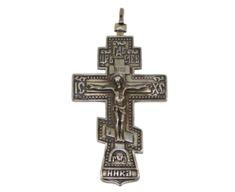 Brustkreuz Russland: Silber 84 Zolotn. Beschau wohl Aleksandr Nikolaievich Snarski Jekaterinenburg um 1900. Meistermarke BC? 