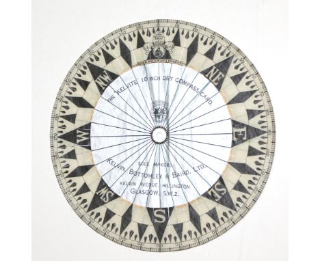 Kompass.: The "Kelvite" 10 Inch Dry Compass Card. Kompasstafel bei Kelvin, Bottomley &amp; Baird, Glasgow (1929). Durchmesser