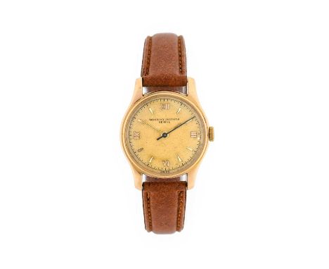 Vacheron: A Lady's 18 Carat Gold Centre Seconds Wristwatch, signed Vacheron &amp; Constantin, Geneve, 1940's, (calibre V466) 