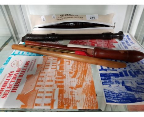 2 YAMAHA RECORDER PLUS 3 OTHERS AND 4 MUSIC BOOKS