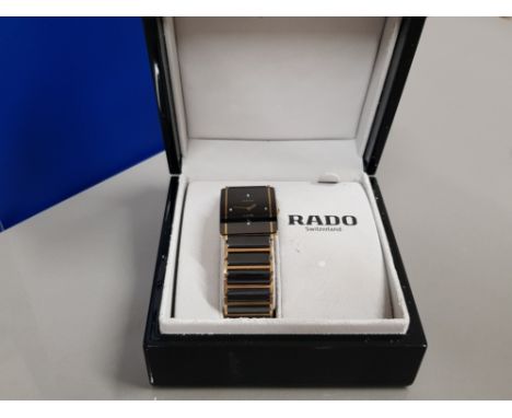 RADO GENTS STEEL AND GOLD PLATE CERAMIC QUARTZ WATCH