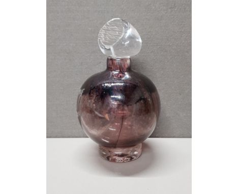 MARTIN AND YEATES CORBY CASTLE HAND MADE MOUTH BLOWN AMETHYST PERFUME BOTTLE