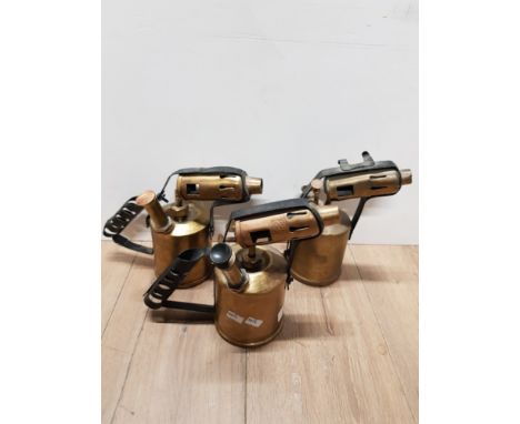 3 VINTAGE BRASS BLOW TORCHES INC BLADON