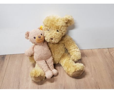 WELL LOVED STEIFF TEDDY BEAR AND LARGE JOINTED TEDDY BEAR WITH ONLY 1 EAR