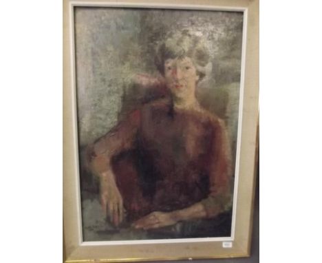 Sibylle Cole-Duijts, oil on board, portrait of a woman, labelled verso 'No. 1, Nicolya', signed 'Sibylle Duijts 1960', inscri