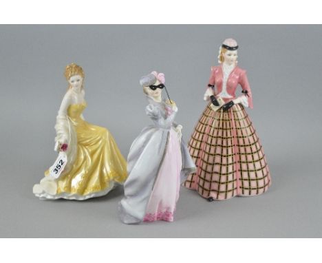THREE ROYAL WORCESTER FIGURES, 'Golden Wedding Anniversary', 'Masquerade' and limited edition 'Vivien Southern Belle' 150/100