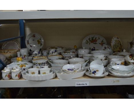 ROYAL WORCESTER 'EVESHAM' DINNER/OVEN WARES, to include tureens, flan dishes, egg coddlers, bowls, platters, plates, teapot, 