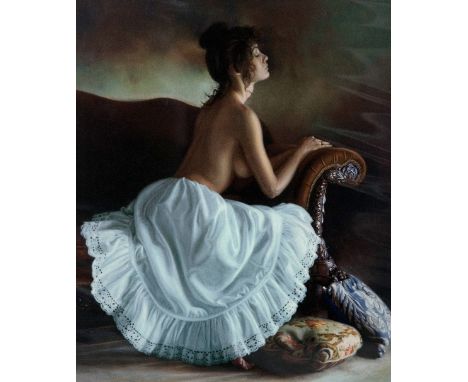 DOUGLAS HOFMANN, 'THE WHITE SLIP', a limited edition print 96/195 signed and numbered in pencil, with certificate, mounted bu