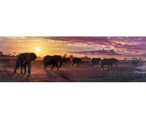ALAN HUNT, 'THE SUNDOWNERS', a limited edition print 102/395, signed and numbered in pencil, with certificate, 79cm x 28cm