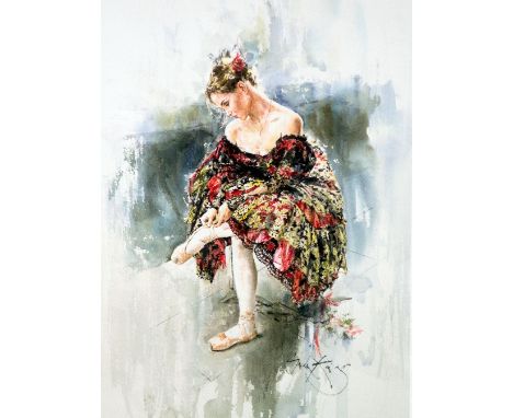 GORDON KING, 'IN A DRESS FROM MANON', a limited edition print 25/195, signed, titled and numbered in pencil, mounted but unfr