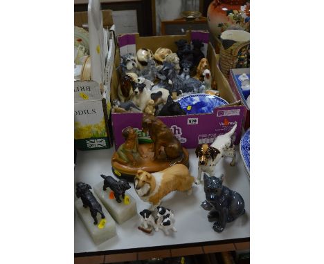 VARIOUS DOG ORNAMENTS AND COLLECTORS PLATES, to include Beswick Collie 'Lochinvar of Lady Park' No.1791, Goebel, Border Fine 