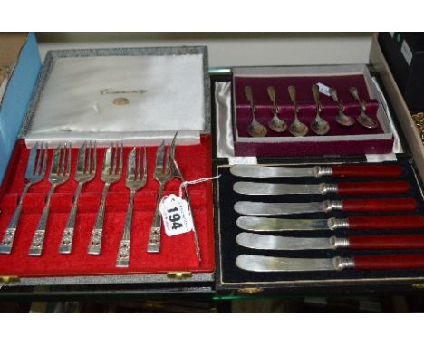 TWO BOXED COMMUNITY FORK SET, and EPNS knife set, together with six teaspoon set