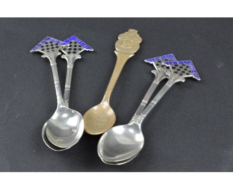 FOUR SILVER MASONIC SPOONS, and a Rolex spoon (5)