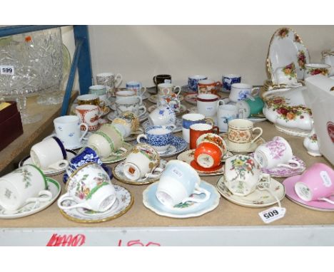 VARIOUS CABINET COFFEE CUPS AND SAUCERS, to include Royal Doulton 'Old Leeds Sprays', Spode 'chelsea' etc
