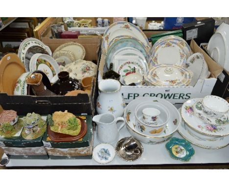 TWO BOXES AND LOOSE CERAMICS, to include Lilliput lane 'Sowing the Seeds', 'Dunster Yarn Market' and 'Sweet Lavender', Royal 
