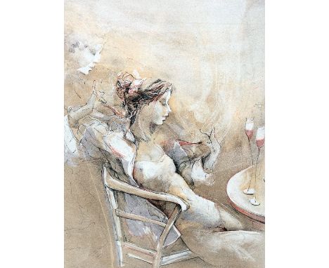 A LIMITED EDITION PRINT, 74/190 indistinctly signed and titled in pencil, mounted, unframed, 60cm x 44cm