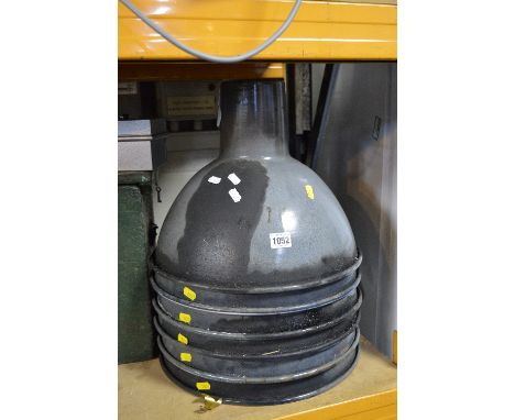 SIX VINTAGE INDUSTRIAL METAL LIGHT SHADES
