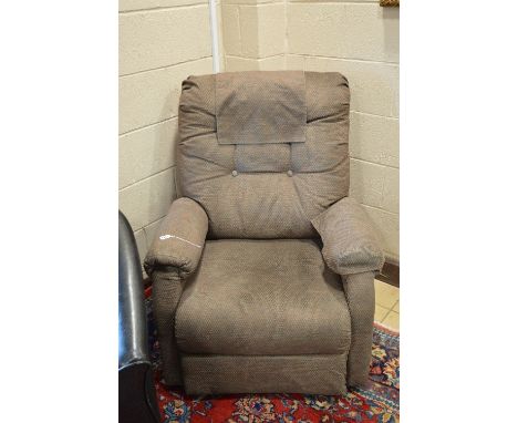 A PRIDE UPHOLSTERED ELECTRIC RISE AND RECLINE ARMCHAIR, (receipt of purchase and manual included)
