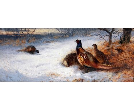 ARCHIBALD THORBURN 1816-1935, 'PHEASANTS IN THE SNOW', a limited edition print 126/195, with certificate, triple mounted, unf