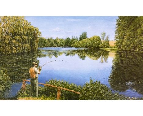 JOHN MOULT, 'LEGENDARY REDMIRE', a limited edition print 6/850, signed, numbered and dedicated 'To Tom, Happy Fishing', unmou