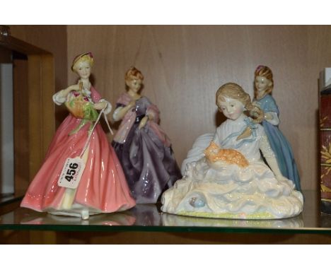 FOUR ROYAL WORCESTER FIGURES, 'Summer Day' 3547, 'Sweet Anne' 3630, 'First Dance' 3629 and 'Safe At Last' limited edition 339