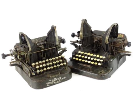 An Oliver Standard Visible typewriter, with black livery picked out in silver letters and an Oliver No. 5 typewriter (2)