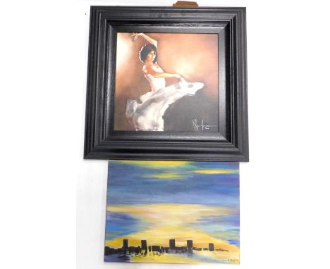 After Igor Schulman.  Pasion Latina 1, limited edition enhanced canvas print, 49cm x 50cm with certificate to reverse from De