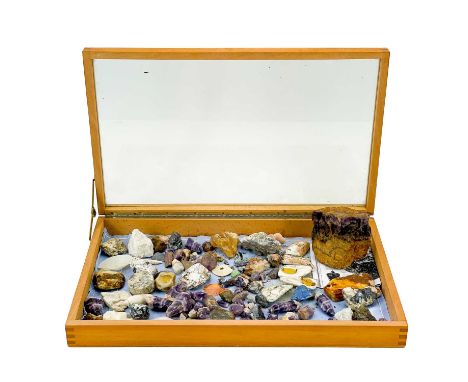 A collection of minerals and shells.   To include a large Blue John specimen, unpolished, height 10cm, width 10cm, depth 6cm 