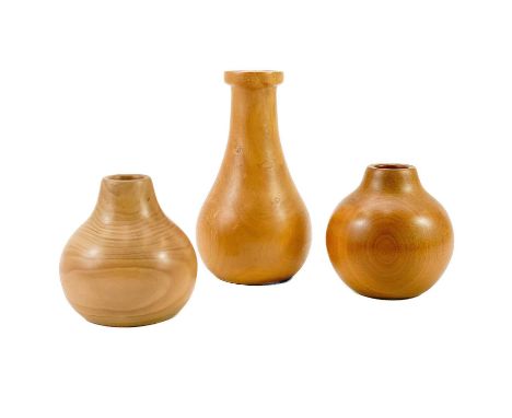 Paul JOWETT. Three turned small vases. Each signed dated and inscribed, the tallest 10cm