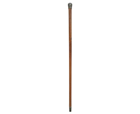 A Malacca walking stick with Eastern white metal knop. 19th century, length 85.5cm.