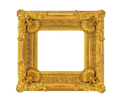 A fine 19th century giltwood frame. Decorated with shells, acanthus leaf and foliate scrolls, 36cm x 34cm.