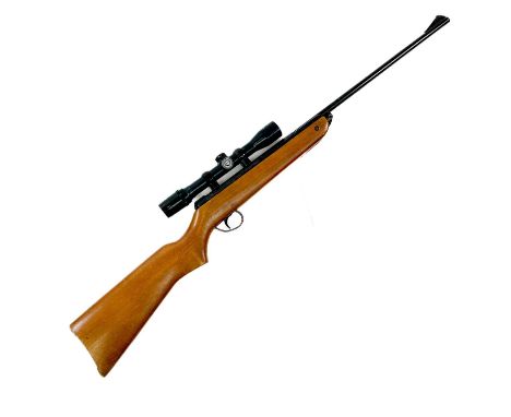 A BSA Meteor .177 air rifle. Fitted a Model 10 4X32 telescopic sight, total length 105.5cmNo license is required to buy this 