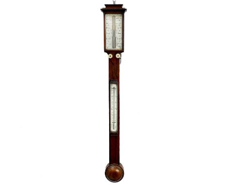 A Victorian rosewood stick barometer signed C Baker 244 High Holborn London. With attached thermometer, height 95cm. Ivory ex
