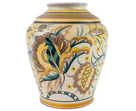 A Carter, Stabler &amp; Adams Poole pottery ZB pattern vase. Designed by Truda Adams and painted by Ann Hatchard, of baluster