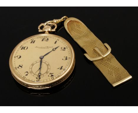 Gehäuse 585er Gelbgold, rückseitiger Deckel mit Streifendekor und Monogrammkartusche in Schildform, Gehäuse mit umlaufendem L