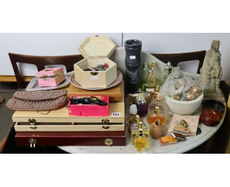 Two artists paint boxes; a fibre-covered travelling trunk; various items of cutlery; &amp; sundry other items.