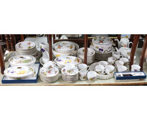 Eighty items of Royal Worcester fine porcelain “Evesham” oven to tableware kitchen, dinner, &amp; teaware.