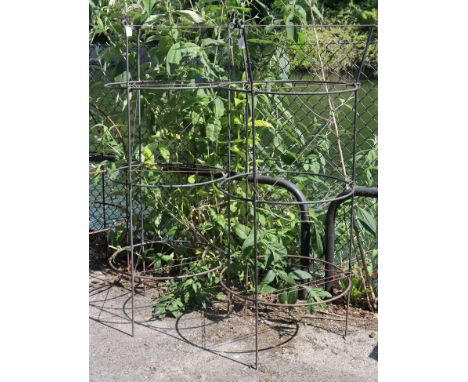 A similar pair of wrought-iron three-tier garden plant frames, 24½” diameter x 60¾” high. 