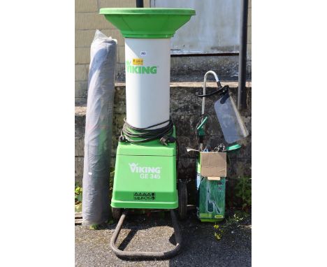 A Viking “GE 345” garden shredder; a Gardenline 400W waterbutt pump; &amp; a Mazonas hammock.
