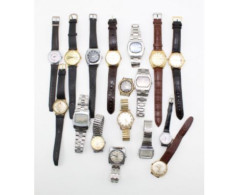 A large collection of vintage and later wristwatches including thirteen manual or automatic watches apparently working when e