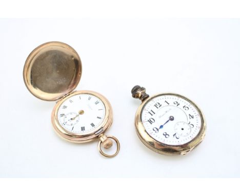 Two Gold Plated Pocket Watches including a Waltham USA Watch &amp; a Hampton Watch Co pocket watch  the watches are both at f