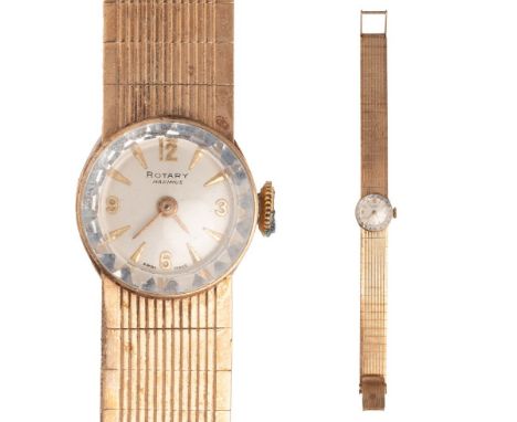 A lady's, Rotary Maximus, gold cased cocktail watch with 9ct gold bracelet strap, the signed champagne dial with baton numera