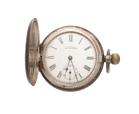 Silver full hunter pocket watch, Birmingham 1901, Waltham Mass, non working, top wind, 52mm diameter.