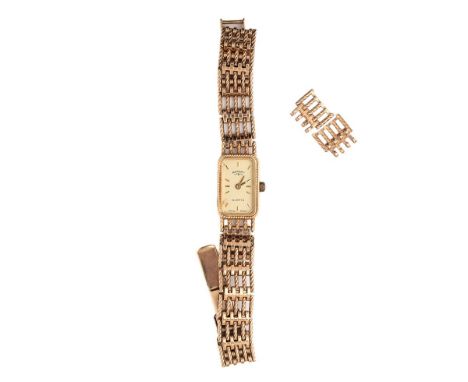 9ct gold Rotary wristwatch &amp; 9ct bracelet, with 2 x 9ct spare links, gross weight 14.1g